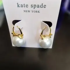 kate spade白パールゴールドピアス