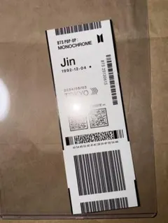 BTS POP-UP :MONOCHROME 入場特典 タグ Jin ジン