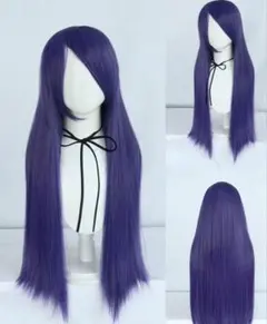 80cm ロングストレートウィッグ パープル コスプレ用のサムネイル