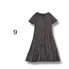 総柄カットソーワンピース 【9号】 花柄 フラワープリント 綿100% 日本製