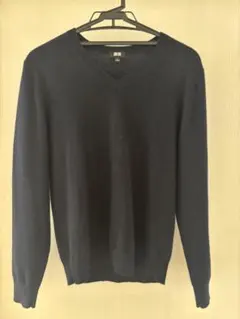 ユニクロ　メンズSサイズ　カシミヤ100%ネイビー Vネック セーター