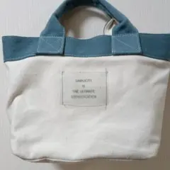 キャンバス トートバッグ ホワイト/ブルー