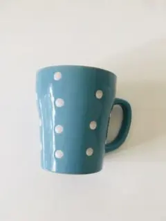 ★新品未使用品★水玉マグカップ★青緑★箱無し