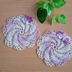 No.162　レース編み　ドイリー　モチーフ　ハンドメイド