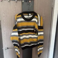 DIVIDED ボーダー柄 長袖ニット M