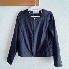 ナチュラルビューティーベーシック　ライトジャケット　ネイビー　丸首