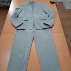 卒業式　入学式　セレモニー　GUグレー ノーカラー ウォッシャブルパンツスーツ