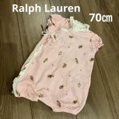 ラルフローレン　ポロベア　ピンクチェック　ロンパース　70㎝
