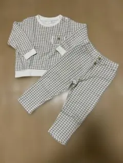 cottoli コトリ セットアップ 千鳥柄 ベージュ 90