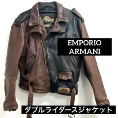 【牛革】エンポリオアルマーニ　ダブルライダースジャケット