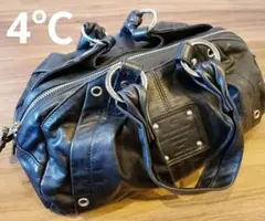 【美品】4℃ ヨンドシー レザー ハンドバッグ ブラック