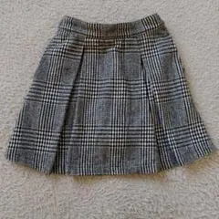 送料込み・lovetoxic・白黒チェック プリーツスカート ウール混紡