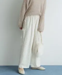 flower サイドリボンドットパンツ