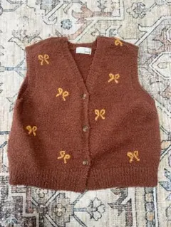 and pal motif bouclé vest（リボン）　L