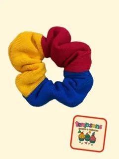 ハンドメイド　シュシュ　ニット　原色