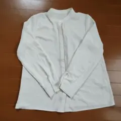 バンドカラー 配色長袖ブラウス　Mサイズ