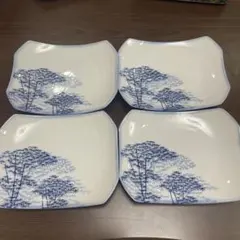 竹の絵柄 角皿 4枚セット