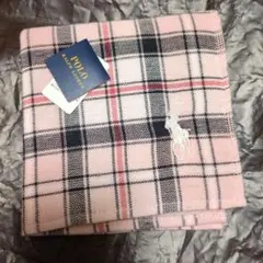 Polo Ralph Lauren チェック柄タオルハンカチ　ピンク　未使用