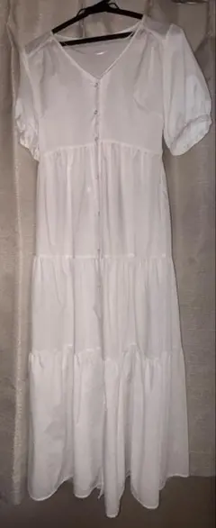 GU ホワイト 半袖 シャツワンピース ロング