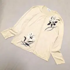 Fshuying 花柄　シルク カーディガン　M～L 絹100％　ベージュ　長袖
