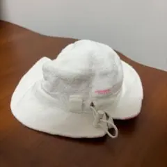ベビー用ホワイト・ピンクチェック帽子　ミキハウス