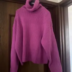 ZARA ピンク タートルネック ニットセーター