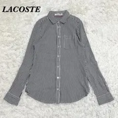 【美品】LACOSTE　ストレッチ 長袖シャツ 白ワニ 34 ブラックのサムネイル