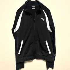 【人気】PUMA プーマ トラックジャケット ジャージ 黒×白 M相当　男女