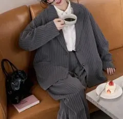 BONLECILL Noir バックスリットリボンジャケット＋テーパードパンツ