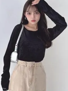 ベロアトップス/ブラック