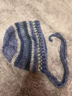 手編み　バラクラバ　フード帽