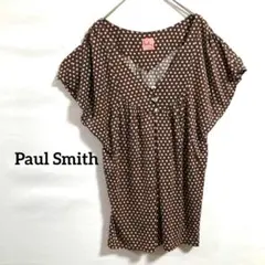 Paul Smithポールスミス ドット柄カットソー M ブラウン くるみボタンのサムネイル