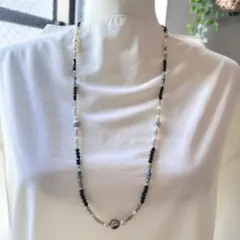 黒蝶真珠＆あこや真珠＆カラーストーン　カラフルロングネックレス