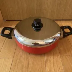 新品未使用　両手鍋 レッド 蓋付き キッチン用品カクセー 24cm 3.0Lのサムネイル