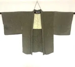 羽織　正絹　袷　染め　緑　白　柄物　和装　着物