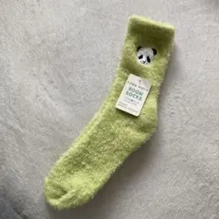 パンダ刺繍のルームソックス ライムグリーン