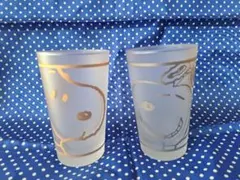スヌーピー ガラスカップ 2個セット　直径約7cm 高さ約11cm