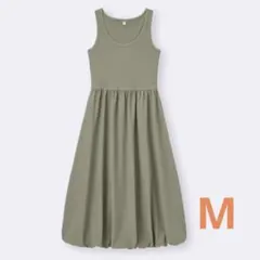 GU ジーユー バブルヘムワンピース ノースリーブ　サイズM カラーOLIVE