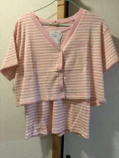 17kg×PINK-latte ボーダーピンク カーディガン タンクトップセット