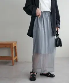 定価6600円　新品タグ付　 DISCOAT ラメリブカットスカート