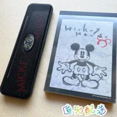 ディズニー ミッキー&ミニー 薄型メッシュ黒 ペンケースとミッキー 和風柄メモ帳