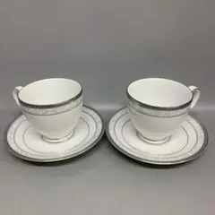 美品 ノリタケ ハンプシャー プラチナティー カップ＆ソーサー 2客セット