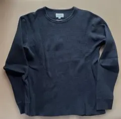 BEAMS 日本製　ブラック サーマル　ワッフル ロングTシャツ　カットソー