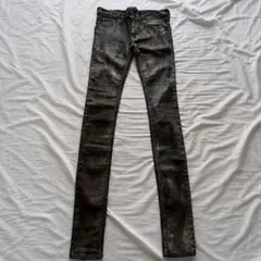 希少 GUCCI 09AW トロンプルイユコーティングデニム ブラック シルバー