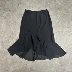 90's vintage カナダ製 マーメイド フリルスカート L 黒 上品 夏