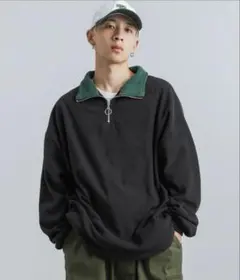 ハーフジップ ブラック フリース Mサイズ