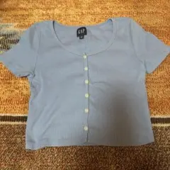 GAP リブクロップドTシャツ ブルー