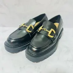 ❣️未使用級❣️H&M ビットローファー 厚底 黒 ブラック 37