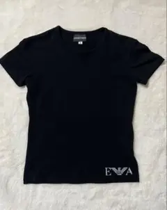 美品 EMPORIO ARMANI Tシャツ 黒 ロゴ EA シンプル 半袖S