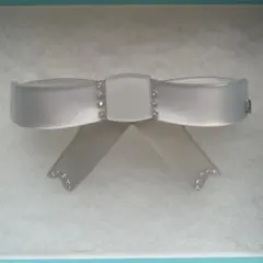 アレクサンドルドゥパリ リボン バレッタ 　ブルーグレー
